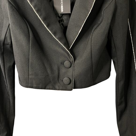 Fashion Nova Always Prepared Rhinestone Trim Jacket Black - Picture 7 of 15